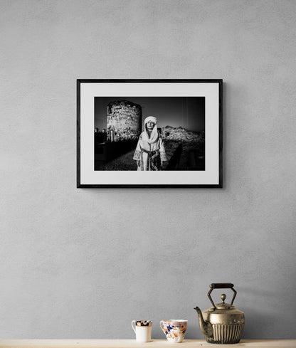 Black and White Photography Wall Art Greece | A woman in the costume of Kallamoti Chios island Greece - single frame