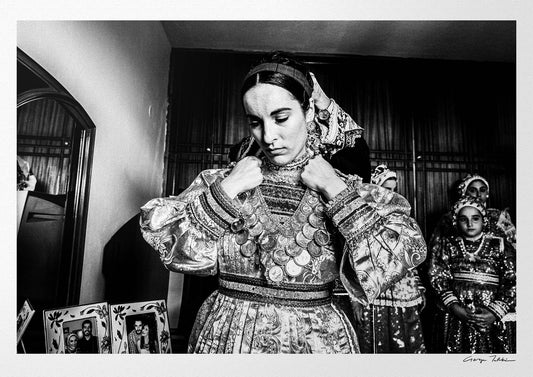 Black and White Photography Wall Art Greece | Bridal preparations in Diafani Olympos Karpathos by George Tatakis