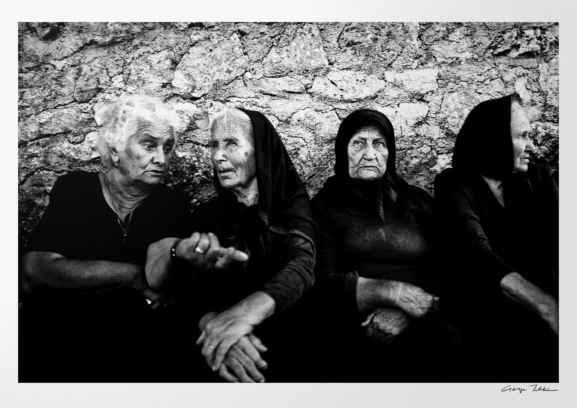 Black and White Photography Wall Art Greece | Gossiping in Egglouvi Lefkada Ionian by George Tatakis