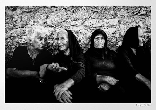 Black and White Photography Wall Art Greece | Gossiping in Egglouvi Lefkada Ionian by George Tatakis