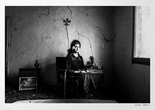 Black and White Photography Wall Art Greece | Sitting lady Enoe Thrace by George Tatakis