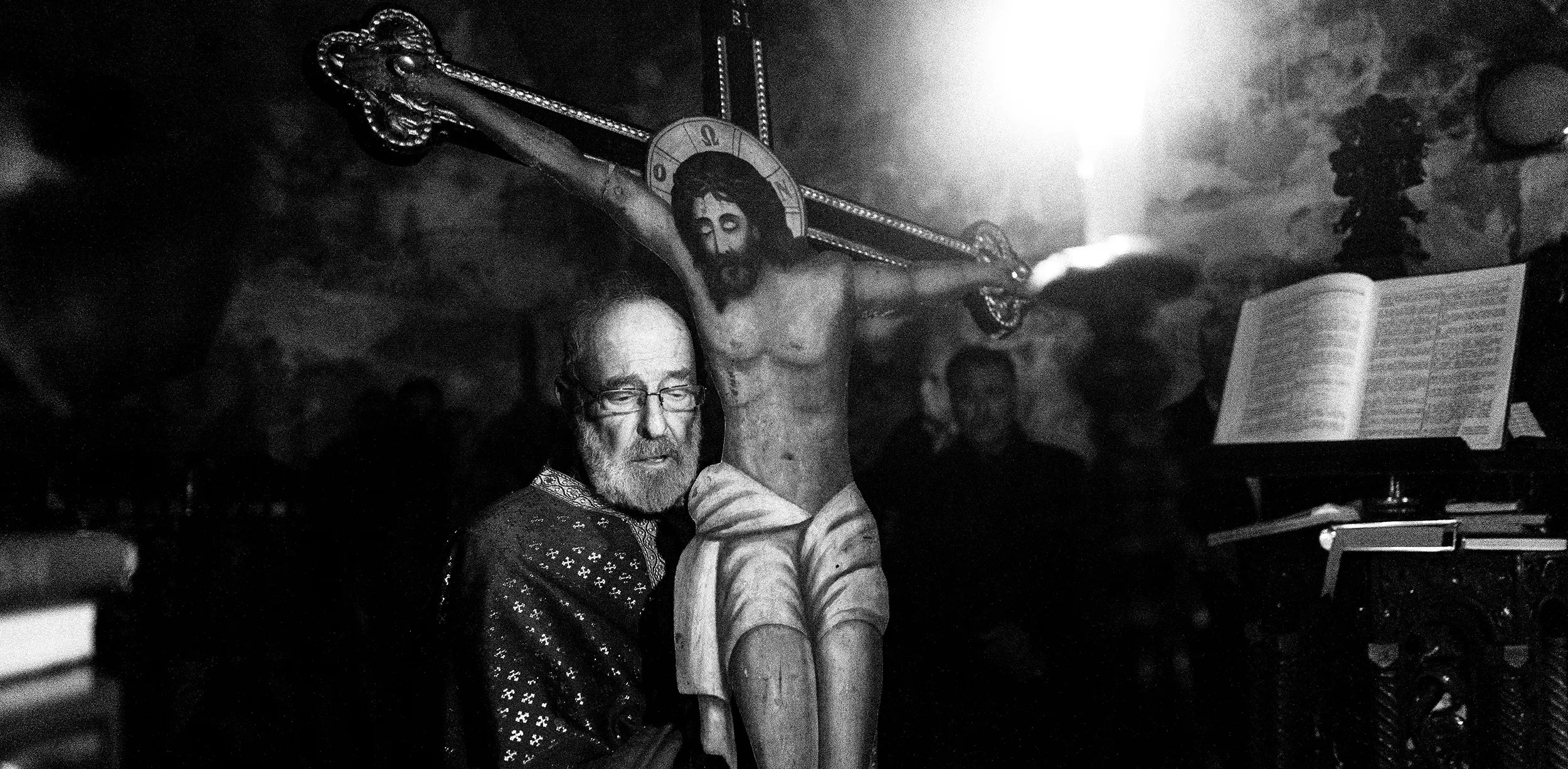 Religious customs in Olympos, on othe island of Karpathos, Greece - Black and white photography project Ethos, by George Tatakis