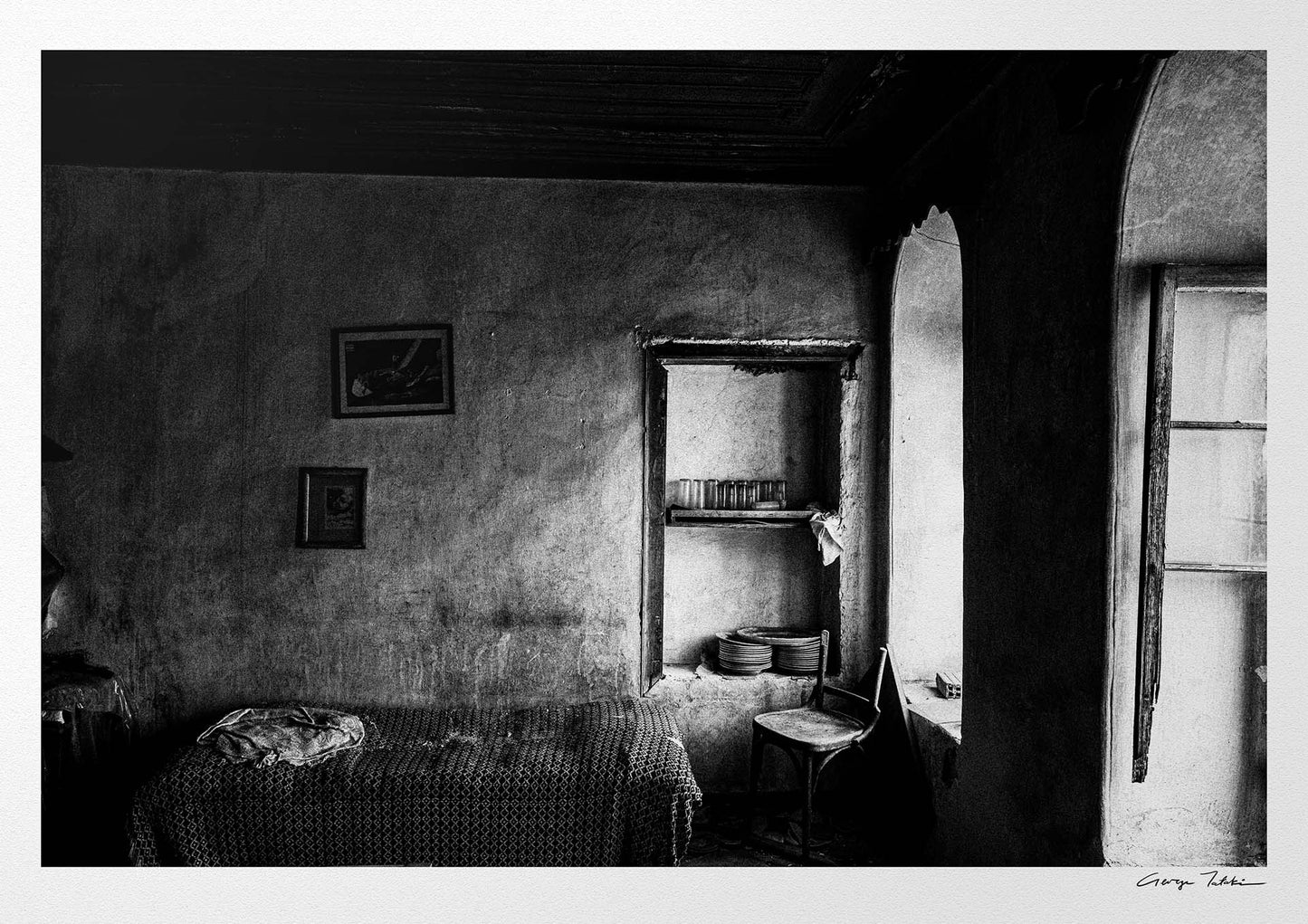 Filiates, Thesprotia, Epirus, Greece | Bedroom Interior | Black-and-White Wall Art Photography