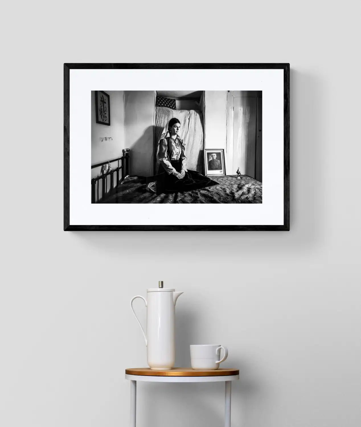 Black and White Photography Wall Art Greece | Costume of Platanos in a traditional local bedroom Nafpaktos Aetoloacarnanea Greece.