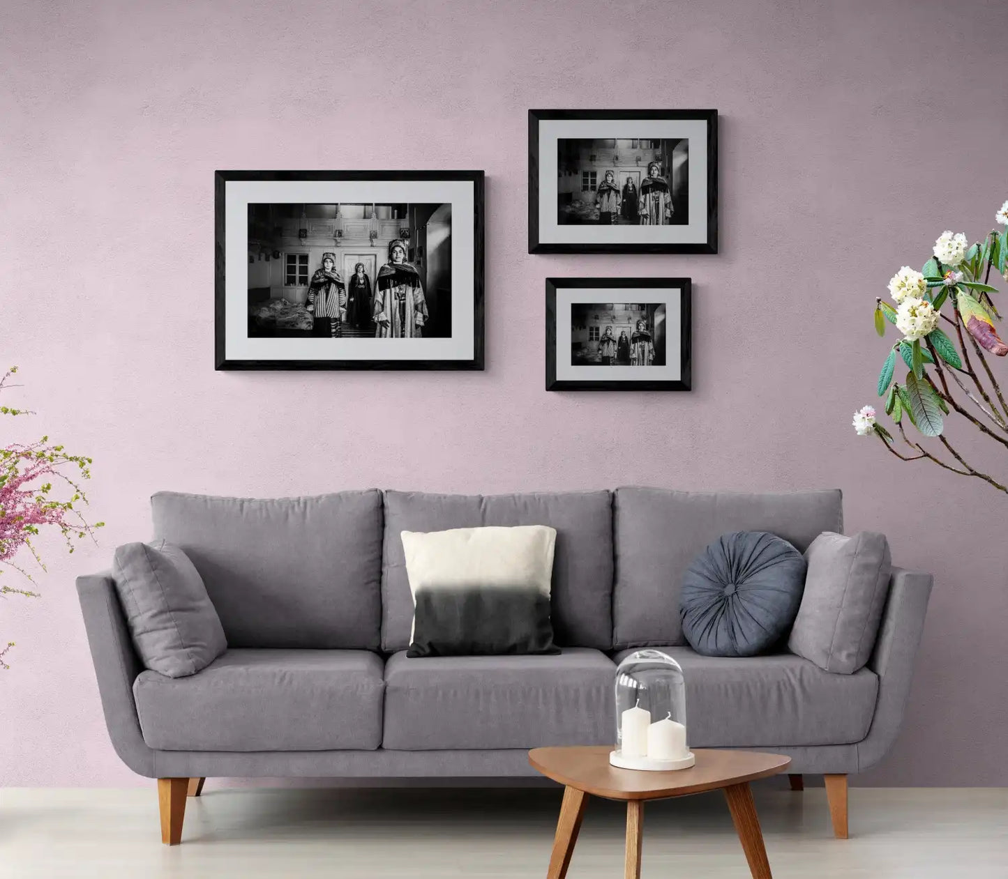 Black and White Photography Wall Art Greece | Three ladies in the traditional costumes of Symi island inside a house Dodecanese Greece - framing options