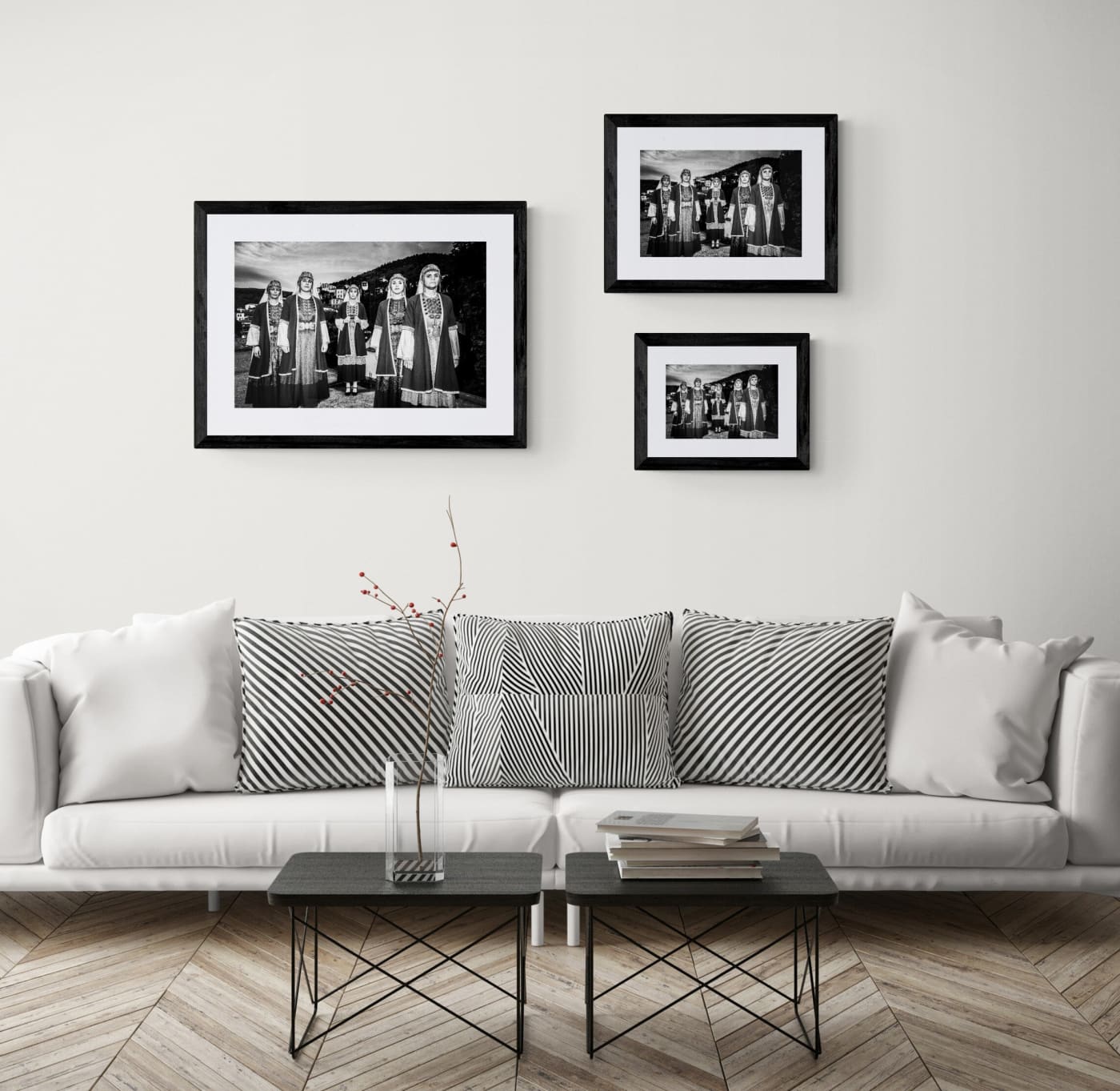 Black and White Photography Wall Art Greece | Costumes of Prastos overlooking the village Arcadia Peloponnese by George Tatakis - framing options