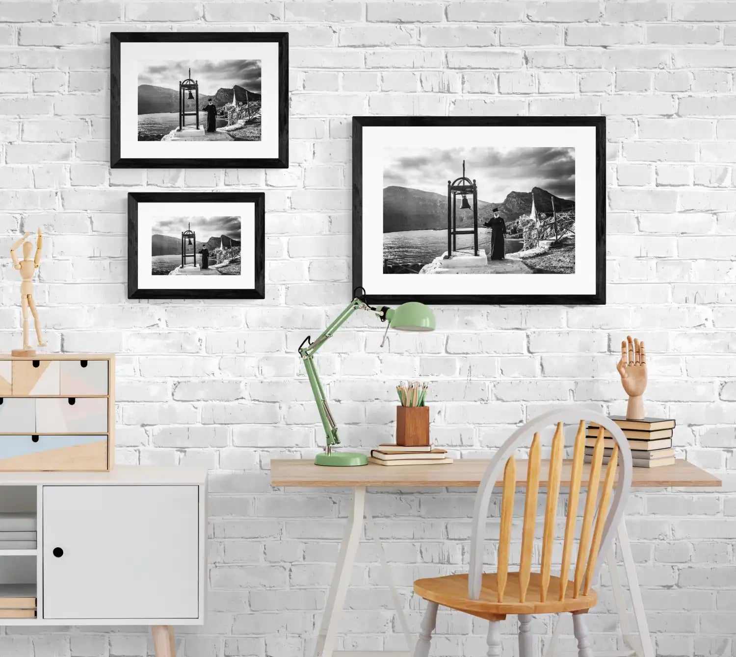 Black and White Photography Wall Art Greece | Priest striking the bell at St. John celebration in Vrykounta Olympos Karpathos Dodecanese by George Tatakis - framing options