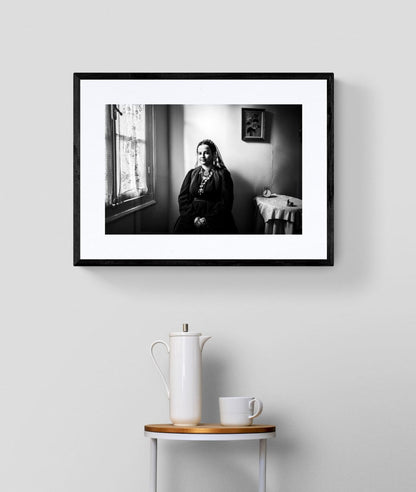 Black and White Photography Wall Art Greece | Costume of Platanos in a traditional local house Nafpaktos Aetoloacarnanea Greece by George Tatakis - single framed photo