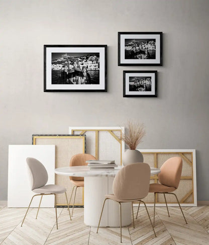 Black and White Photography Wall Art Greece | Three ladies on a boat in the traditional costumes of Symi island Dodecanese Greece by George Tatakis - framing options