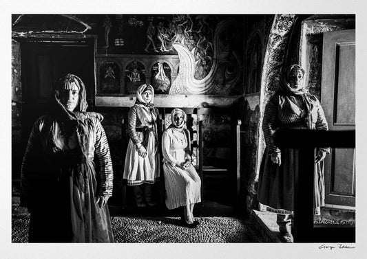 Black and White Photography Wall Art Greece | Traditional costumes of Gennadi in a local church Rhodes by George Tatakis