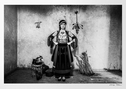 Black and White Photography Wall Art Greece | Karagouna dress in Glinos Trikala Thessaly by George Tatakis
