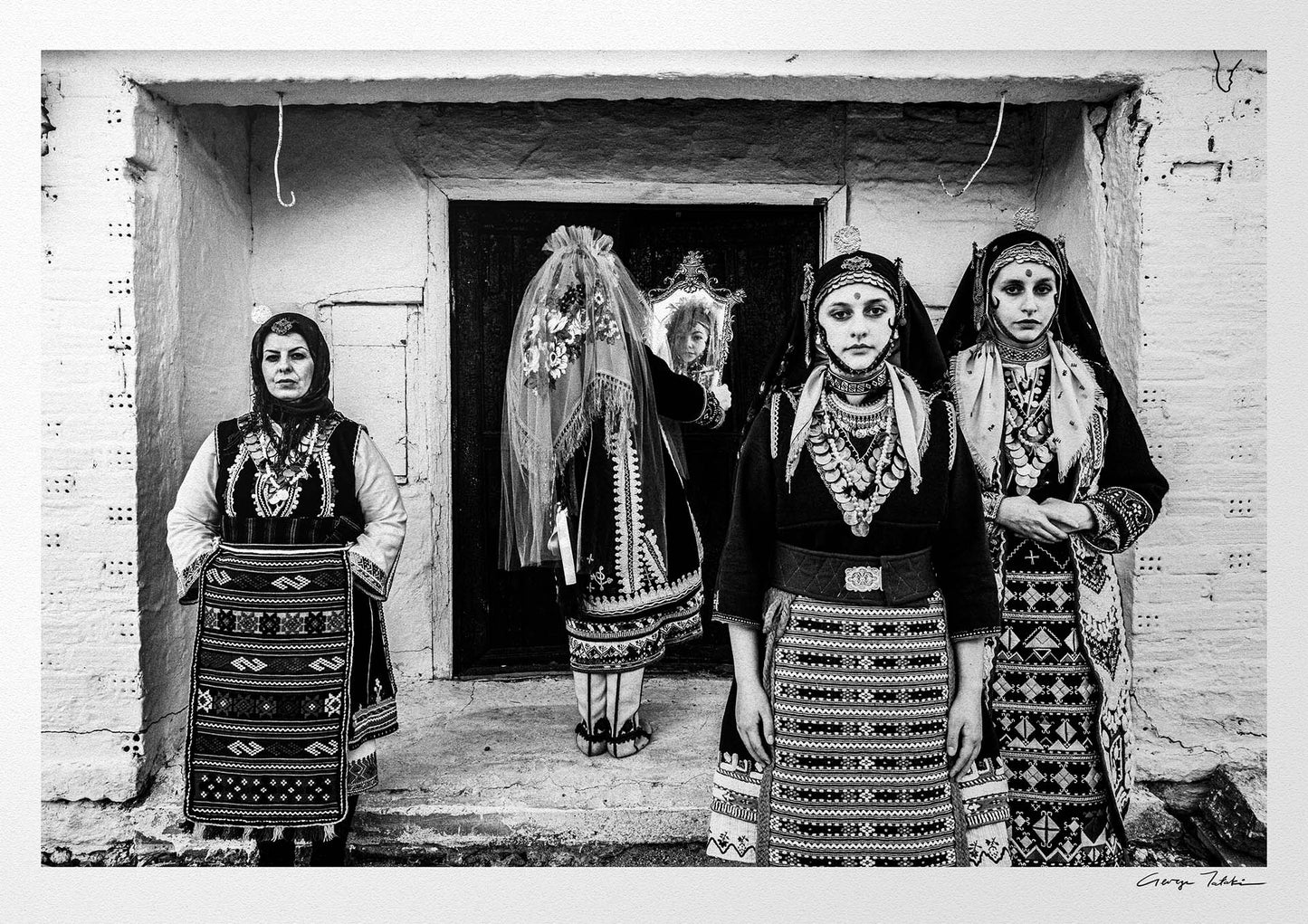 Black and White Photography Wall Art Greece | Bride at Isaakion holding mirror Thrace by George Tatakis