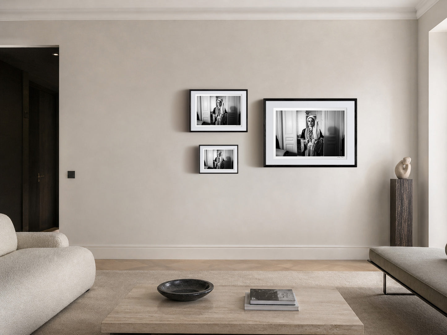 Portrait of a woman in the urban dress of Kalamata at the Lyceum Club of Greek Women. Peloponnese, Greece. Black and white photography frame sizing by George Tatakis.