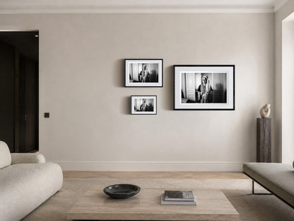 Portrait of a woman in the urban dress of Kalamata at the Lyceum Club of Greek Women. Peloponnese, Greece. Black and white photography frame sizing by George Tatakis.