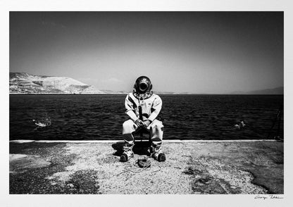 Black and White Photography Wall Art Greece | Diver in Kalymnos Dodecanese