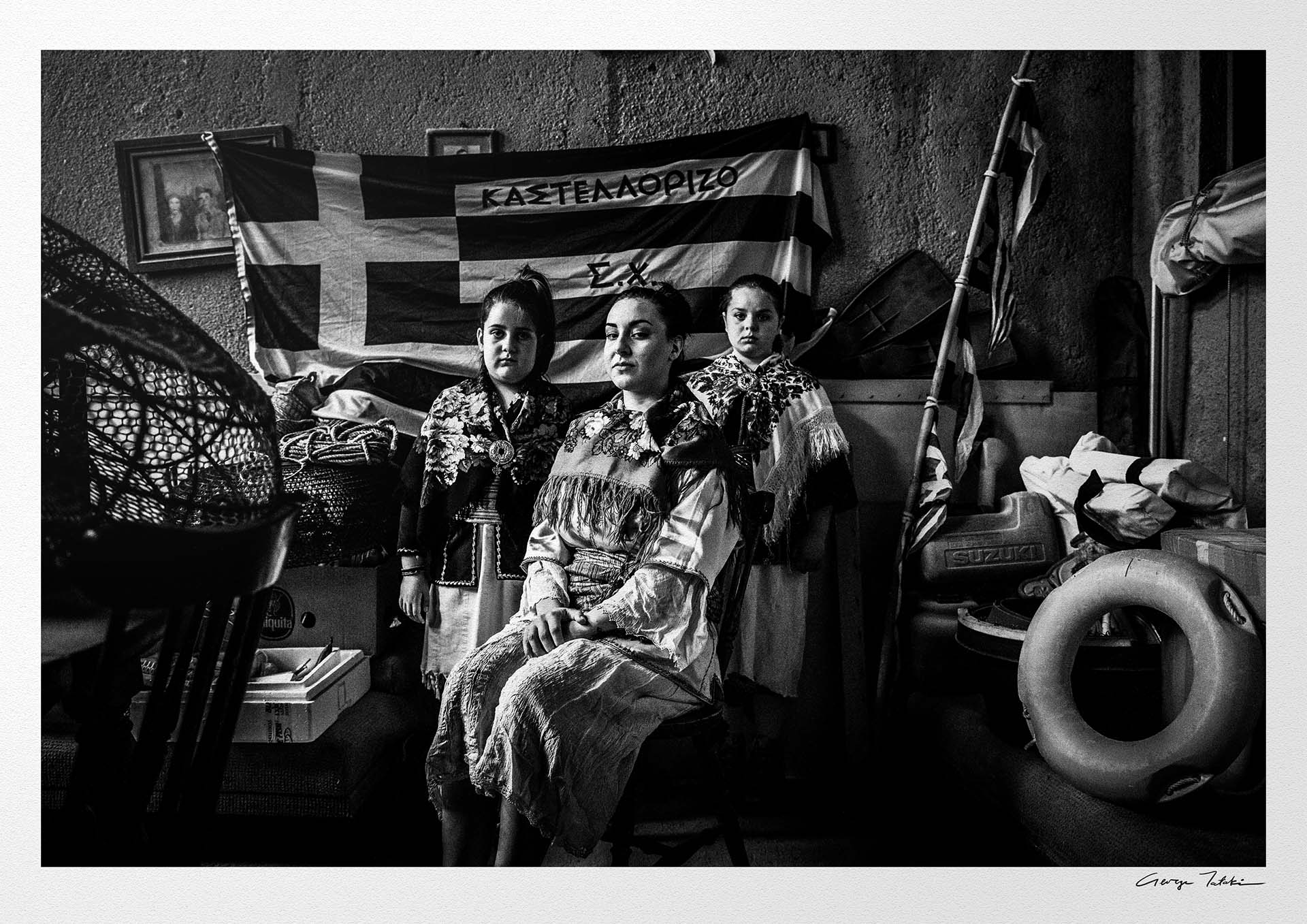 Black and White Photography Wall Art Greece | Costumes of Kastellorizon island in a traditional local house Dodecanese Greece by George Tatakis