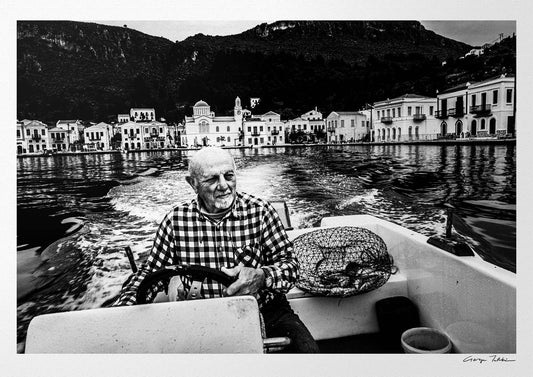 Black and White Photography Wall Art Greece | Boat in Kastellorizon Dodecanese by George Tatakis