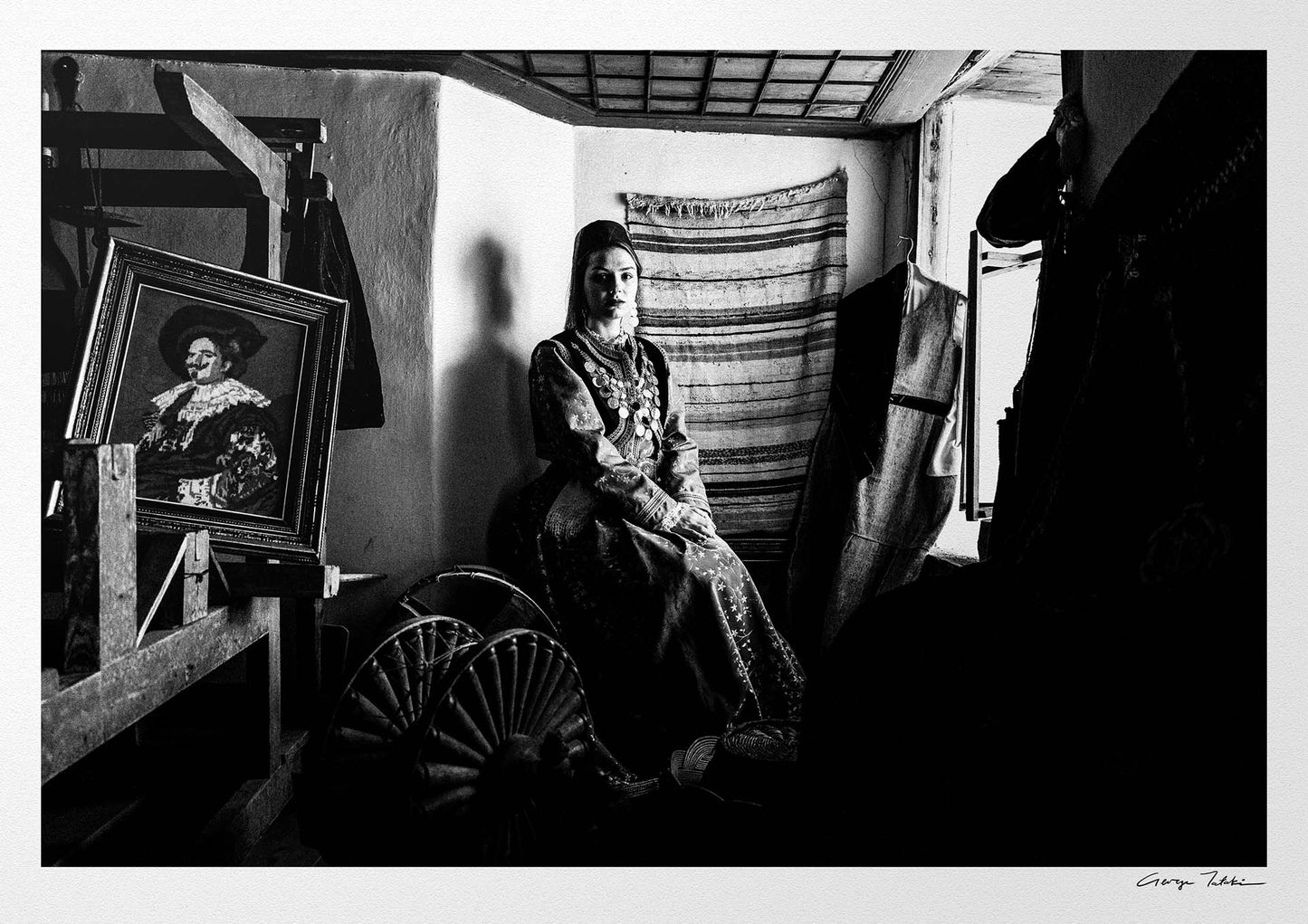 Black and White Photography Wall Art Greece | Rural costume of Kastoria in Lefki village W. Macedonia by George Tatakis
