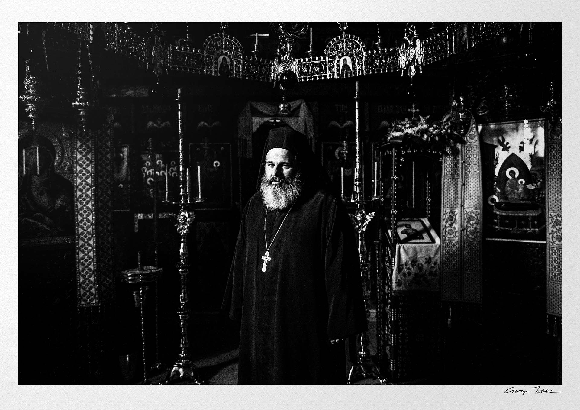 Black and White Photography Wall Art Greece | A priest at a local church in Kladorachi Florina W. Macedonia