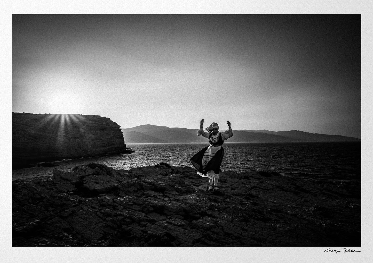Black and White Photography Wall Art Greece | Cliff at Koufonissia Cyclades Aegean by George Tatakis