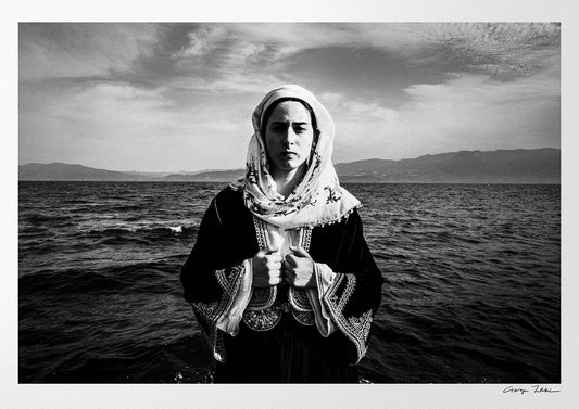 Black and White Photography Wall Art Greece by George Tatakis | A woman in the costume of Kymi, Euboea island