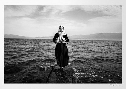Black and White Photography Wall Art Greece by George Tatakis | A woman in the costume of Kymi, Euboea island