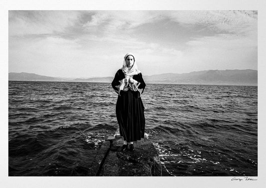 Black and White Photography Wall Art Greece by George Tatakis | A woman in the costume of Kymi, Euboea island