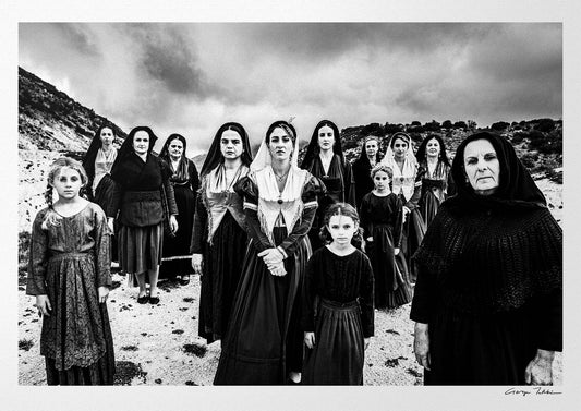 Black and White Photography Wall Art Greece | Costumes of Lefkada island multiple generations Ionian Sea by George Tatakis