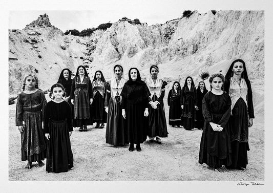 Black and White Photography Wall Art Greece | Costumes of Lefkada island multiple generations Ionian Sea by George Tatakis