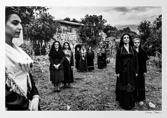 Black and White Photography Wall Art Greece | Costumes of Lefkada island at a backyard Ionian Sea by George Tatakis