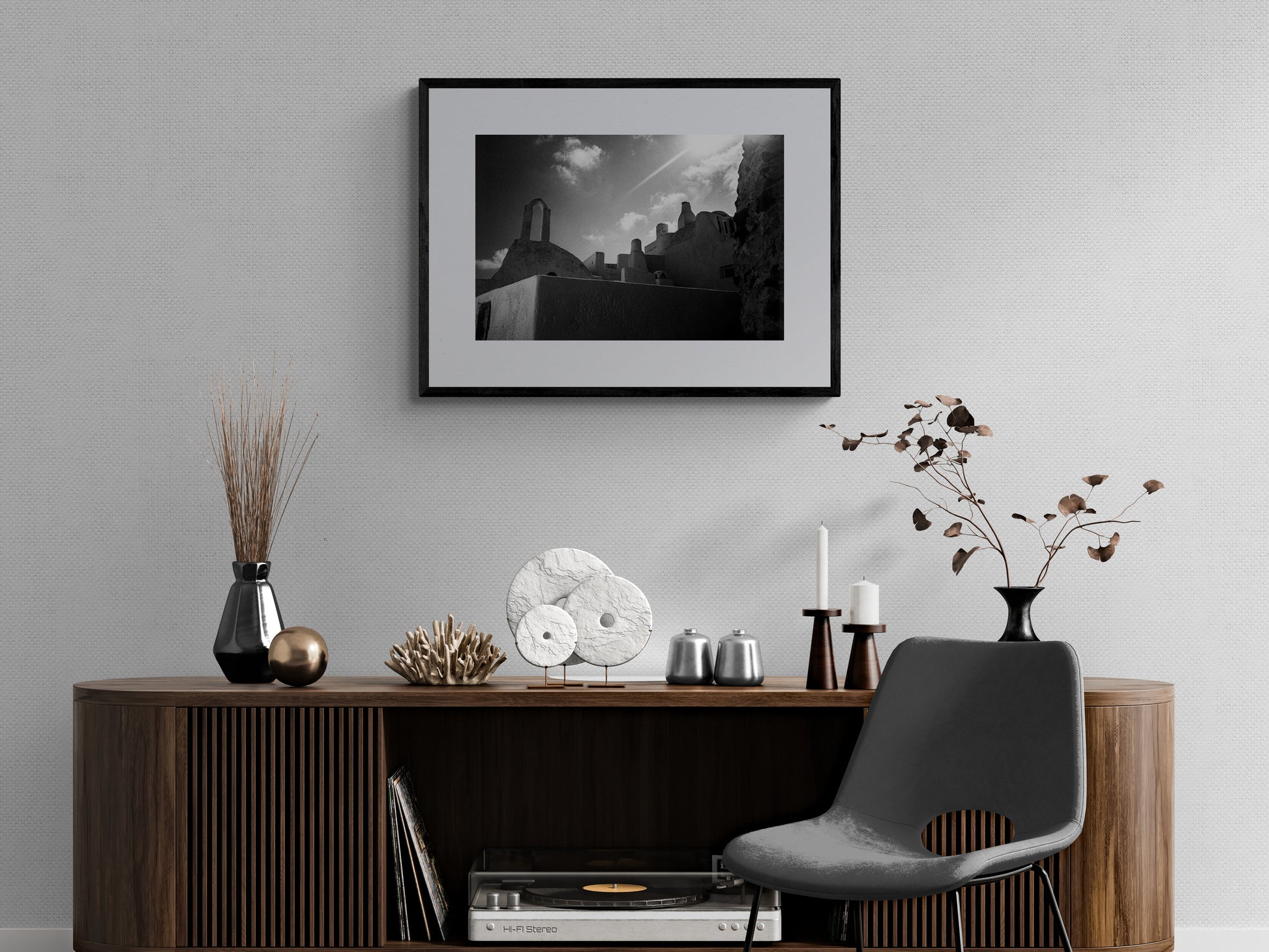 Silhouettes and Forms | Santorini | Chorōs | Black-and-white wall art photography from Greece