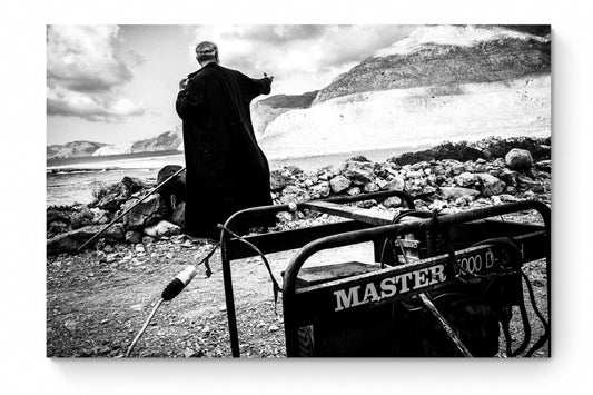 Black and White Photography Wall Art Greece | Priest at the St. John celebration in Vrykounta Olympos Karpathos Dodecanese by George Tatakis - whole photo