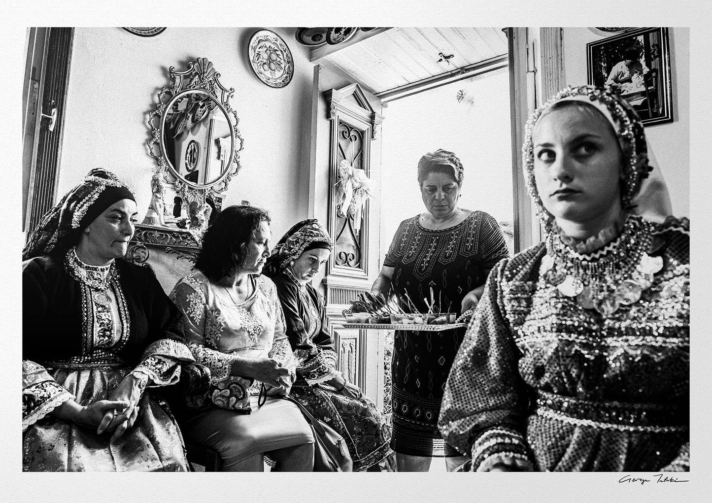 Black and White Photography Wall Art Greece | Sweetmeats during a wedding Olympos Karpathos by George Tatakis