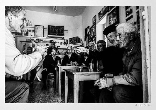 Black and White Photography Wall Art Greece | Cafe in Olympos Karpathos Dodecanese by George Tatakis