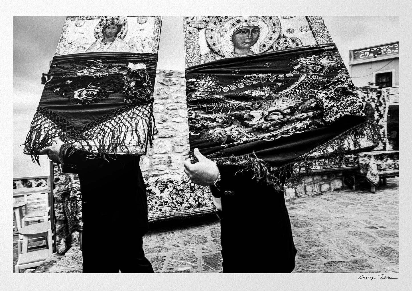 Black and White Photography Wall Art Greece | Carrying the Icons in Olympos on Easter Tuesday Karpathos Dodecanese by George Tatakis