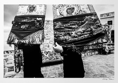 Black and White Photography Wall Art Greece | Carrying the Icons in Olympos on Easter Tuesday Karpathos Dodecanese by George Tatakis