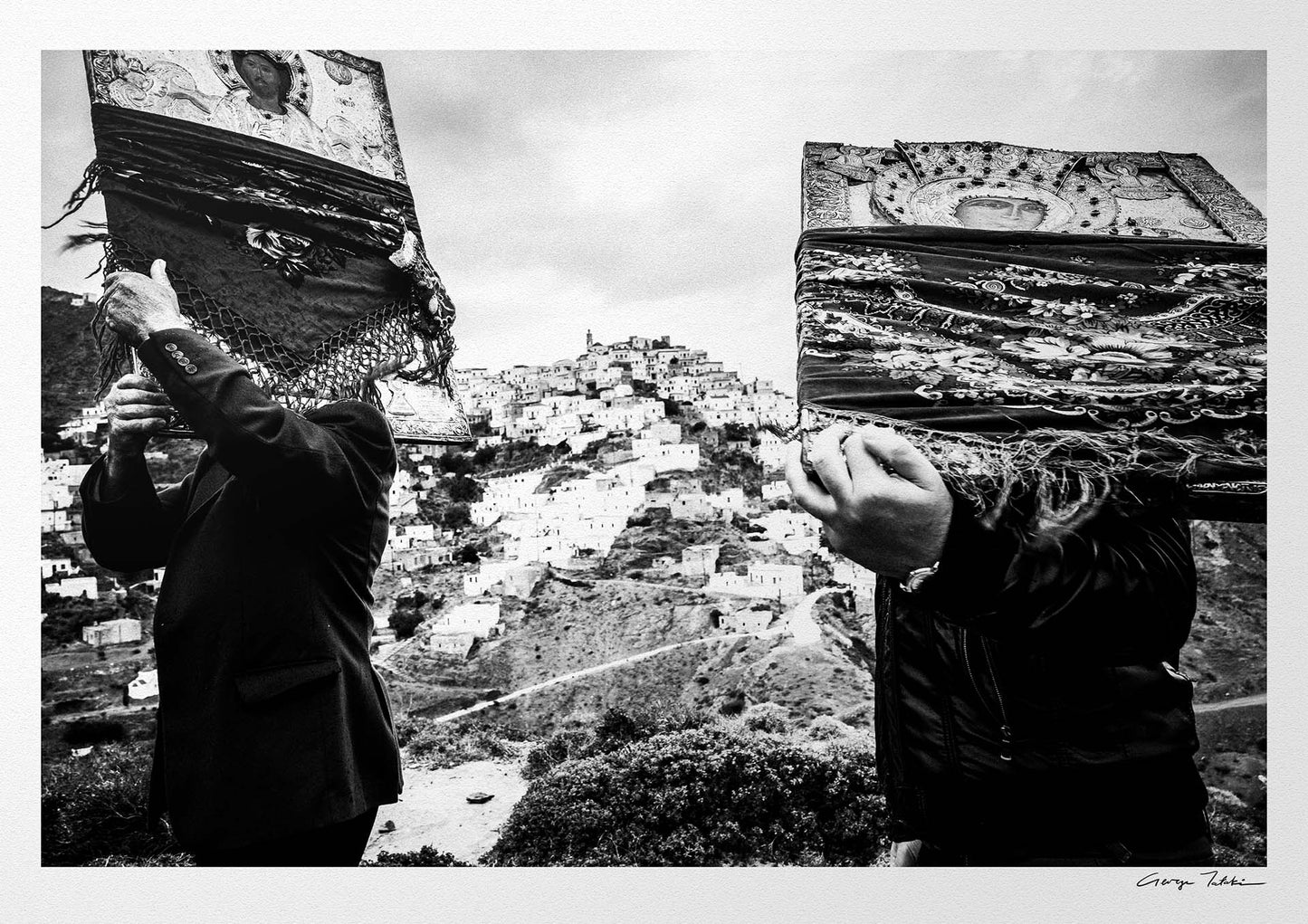 Black and White Photography Wall Art Greece | Carrying the Icons in Olympos on Easter Tuesday Karpathos Dodecanese by George Tatakis