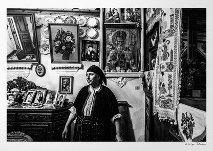 Black and White Photography Wall Art Greece | Woman in a traditional house Olympos Karpathos Dodecanese by George Tatakis