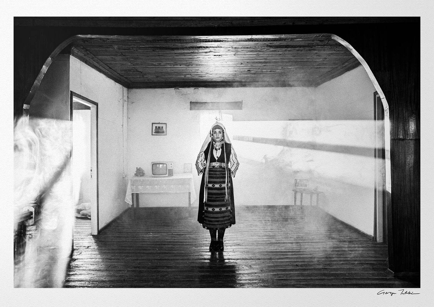 Black and White Photography Wall Art Greece | Ormenio dress with Rays of light Mani Thrace by George Tatakis