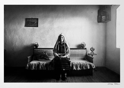 Black and White Photography Wall Art Greece | Lady in couch Mani Thrace by George Tatakis