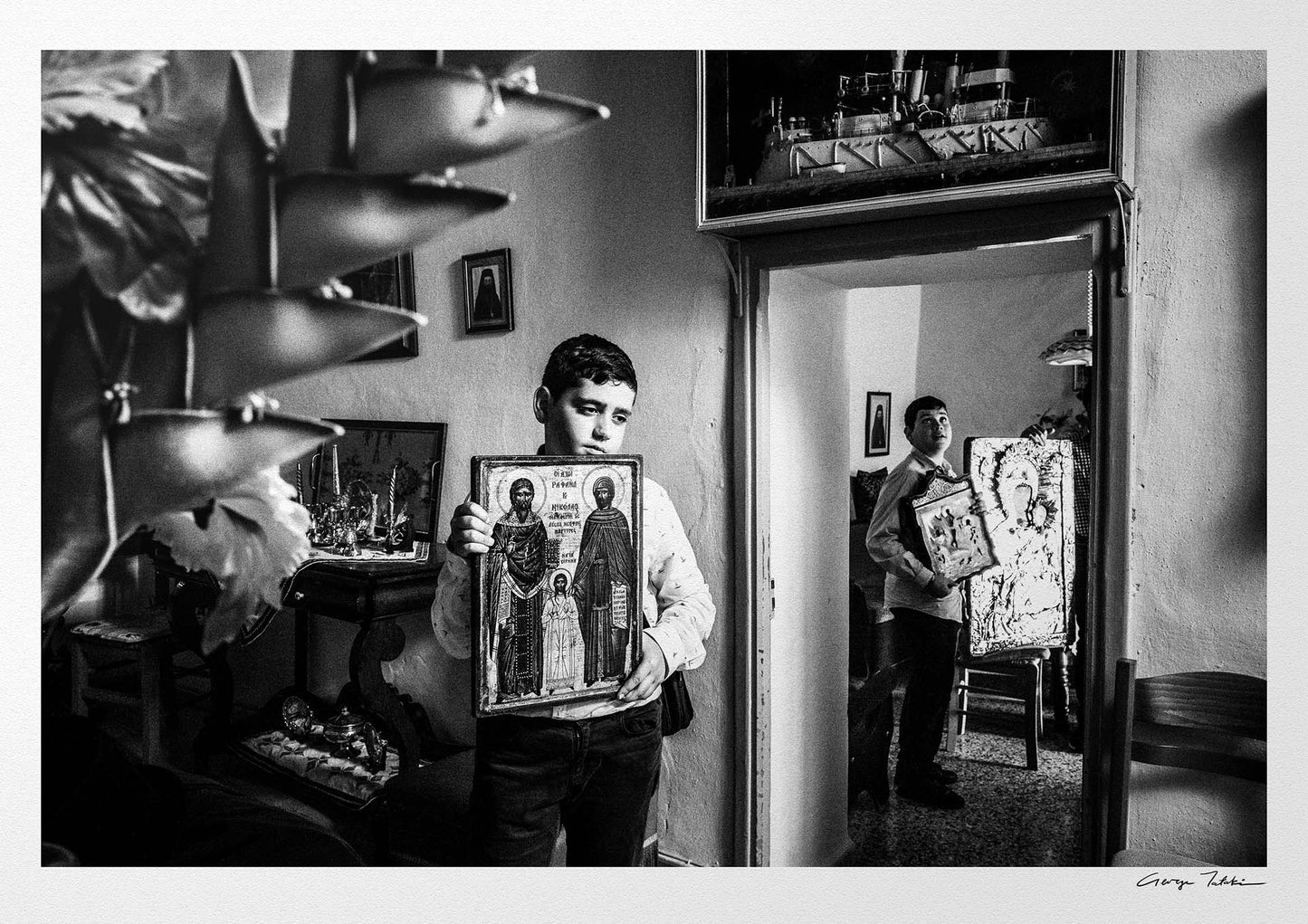 Black and White Photography Wall Art Greece | Litany in Patmos Dodecanese by George Tatakis