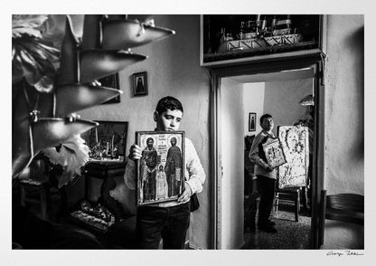 Black and White Photography Wall Art Greece | Litany in Patmos Dodecanese by George Tatakis