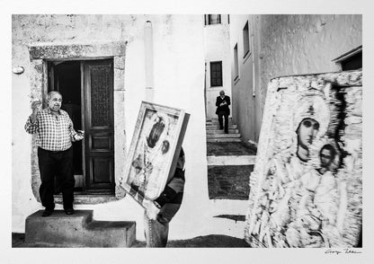 Black and White Photography Wall Art Greece | Litany in Patmos Dodecanese by George Tatakis