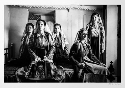 Black and White Photography Wall Art Greece | Costumes of Platanos in a traditional local bedroom Nafpaktos Aetoloacarnanea Greece by George Tatakis