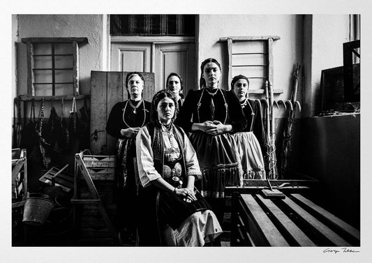 Black and White Photography Wall Art Greece | Costumes of Polypotamos at the local Museum Florina W. Macedonia by George Tatakis