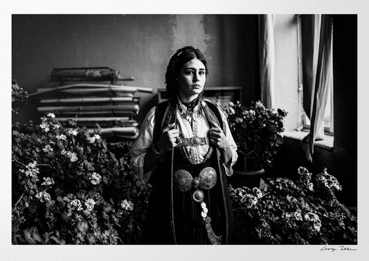 Black and White Photography Wall Art Greece | Costume of Polypotamos around Geranium Florina W. Macedonia by George Tatakis
