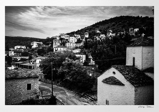 Black and White Photography Wall Art Greece | View of Prastos village Arcadia Peloponnese by George Tatakis