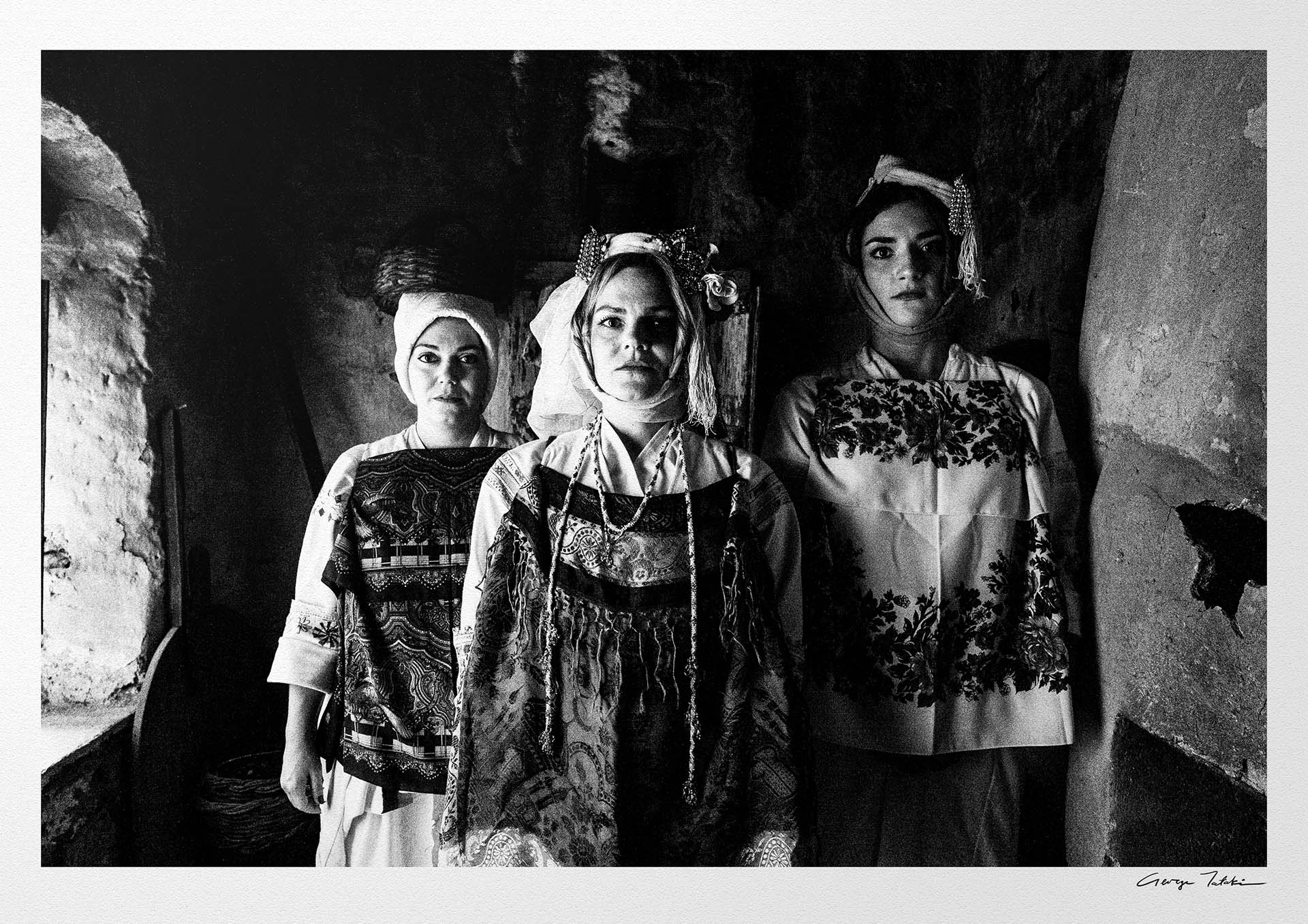 Black and White Photography Wall Art Greece | Pyrgi costumes indoors Mastichochorea Chios island Greece by George Tatakis