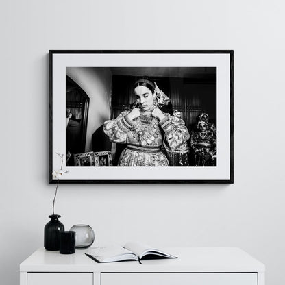 Black and White Photography Wall Art Greece | Bridal preparations in Diafani Olympos Karpathos by George Tatakis - single framed photo