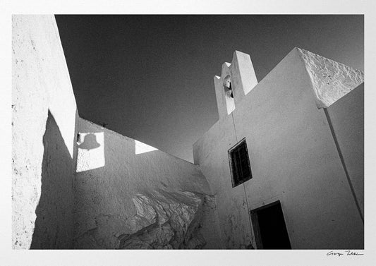Bell and Shadow | Santorini | Chorōs | Black-and-white wall art photography from Greece
